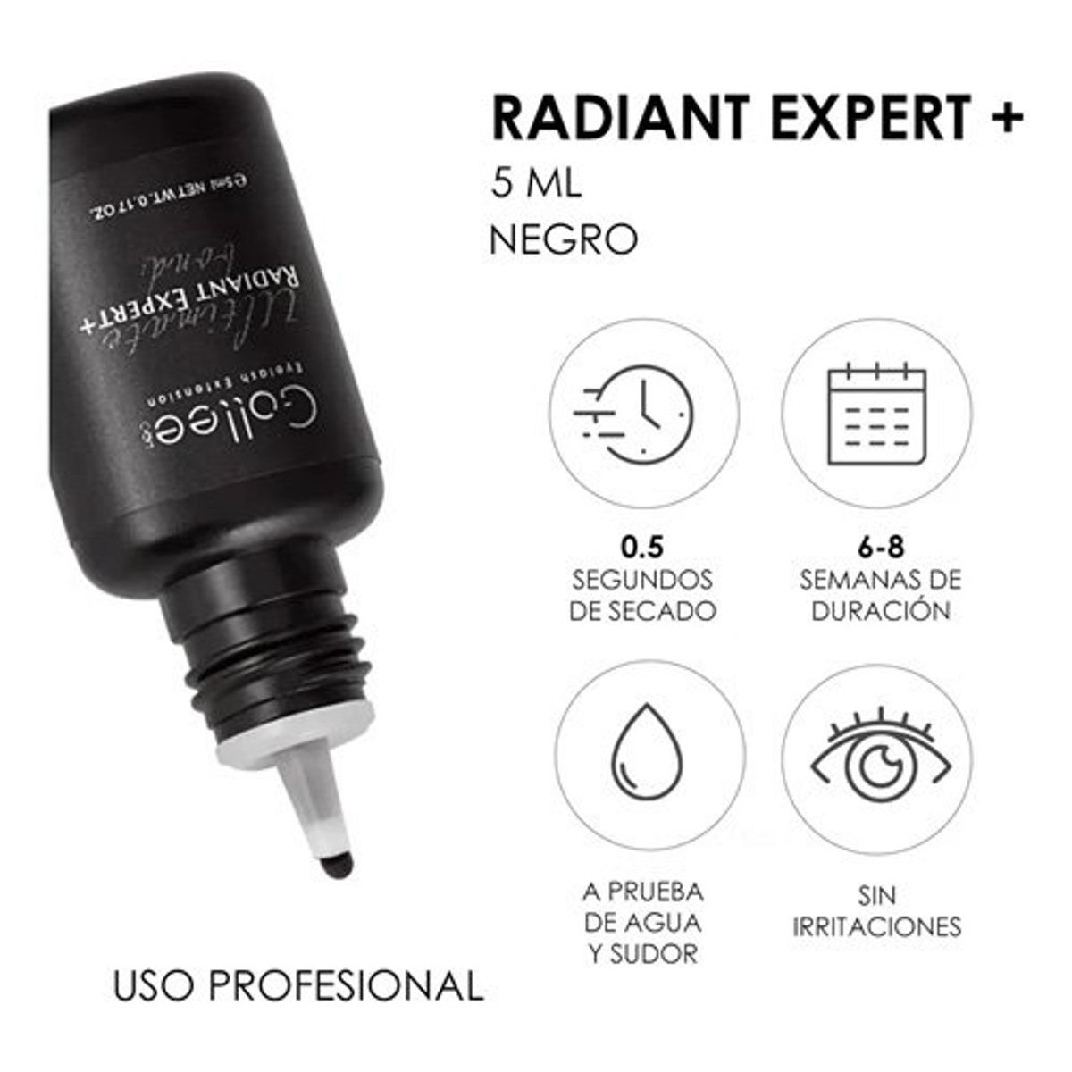 GENERICO - Pegamento Adhesivo Gollee Radiant Expert para pestañas negro 5 ML