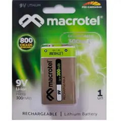MACROTEL - BATERIA RECARGABLE 9V, 300 MAH