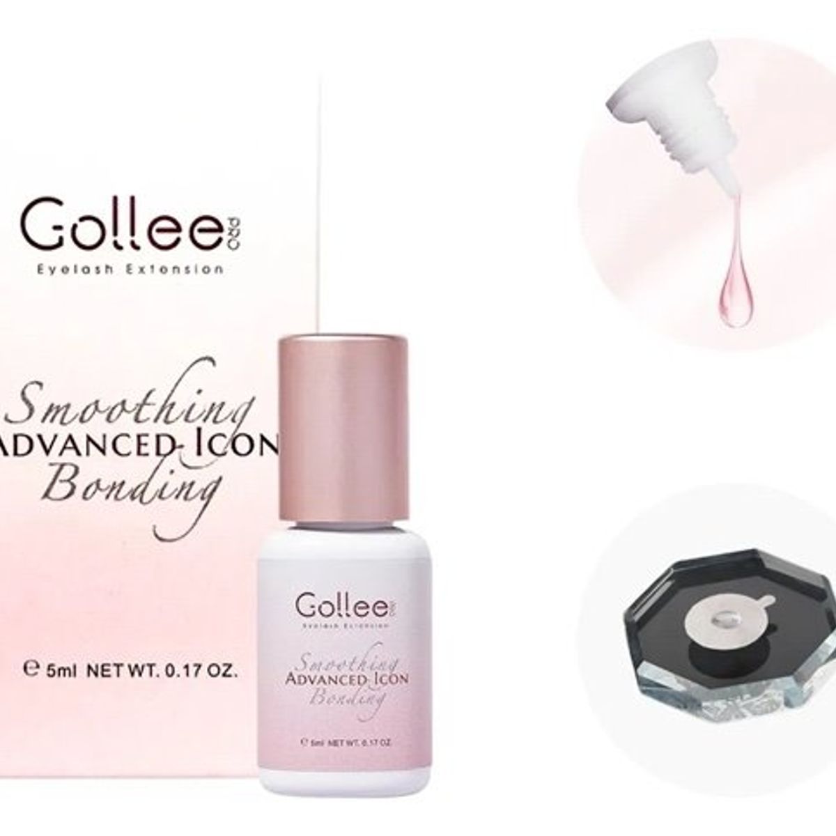 GENERICO - Pegamento Adhesivo Pestañas Pink Clear Bonding Gollee Rosa transparente 5 ML