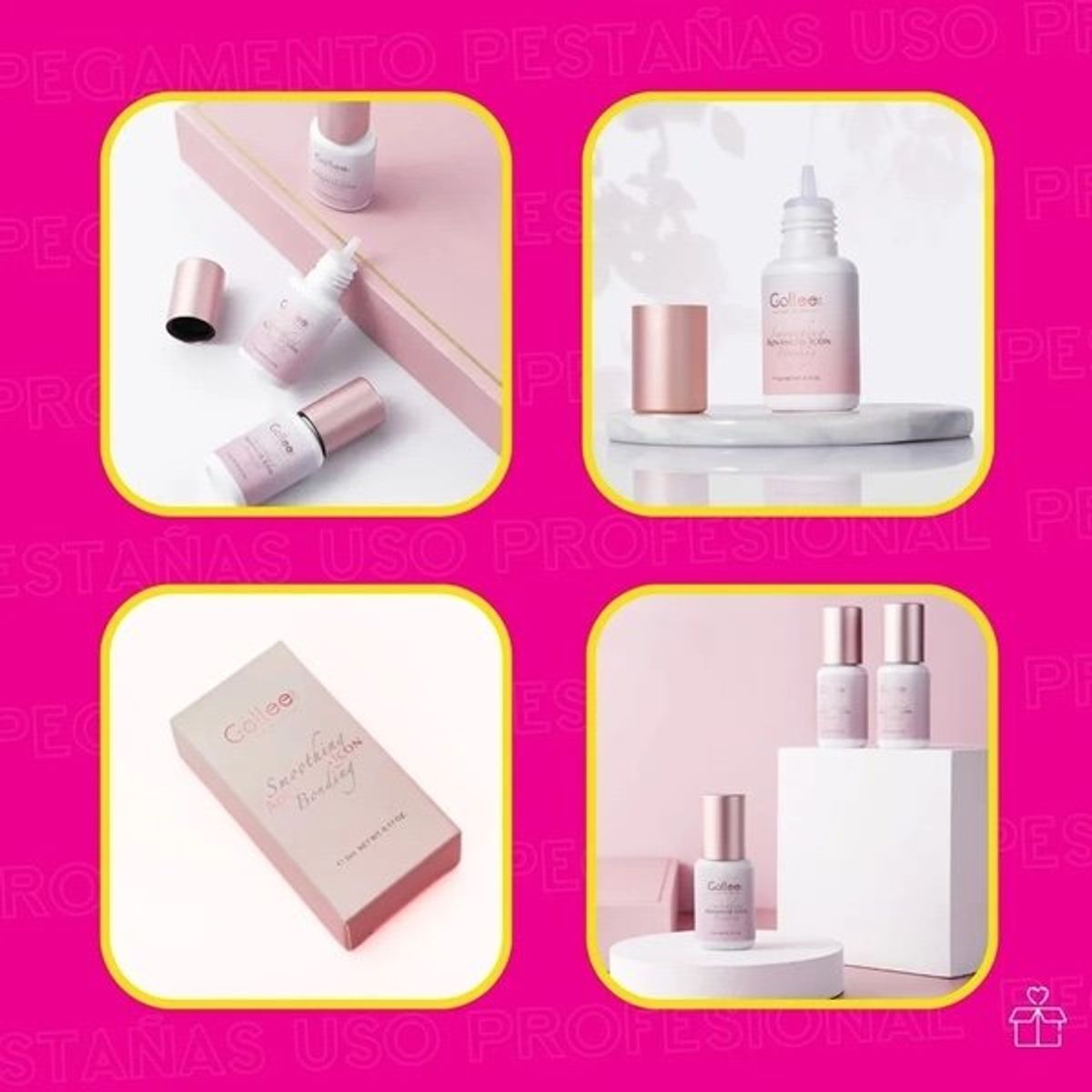 GENERICO - Pegamento Adhesivo Pestañas Pink Clear Bonding Gollee Rosa transparente 5 ML