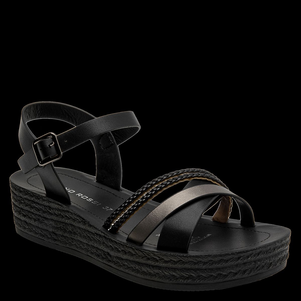 BRUNO ROSSI - Sandalia Mujer Casual Negro Bruno Rossi