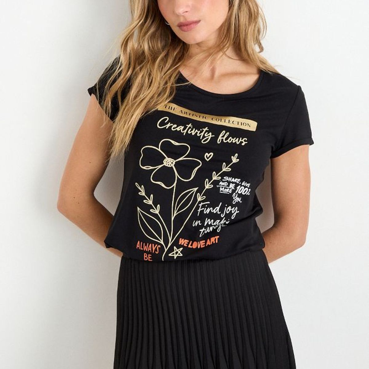 IO - Polera Estampada Mujer Negro Io