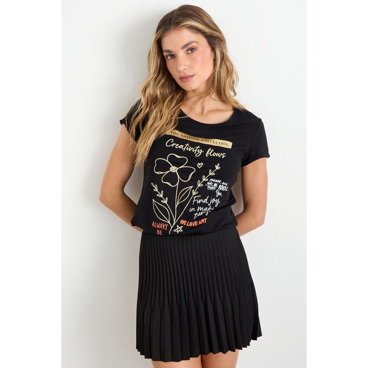 IO - Polera Estampada Mujer Negro Io