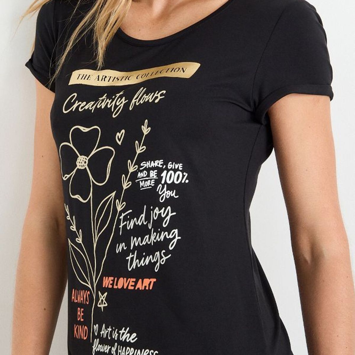 IO - Polera Estampada Mujer Negro Io