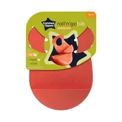 TOMMEE TIPPEE - BABERO DE SILICONA ENROLLABLE CON ATRAPA MIGAS NARANJO
