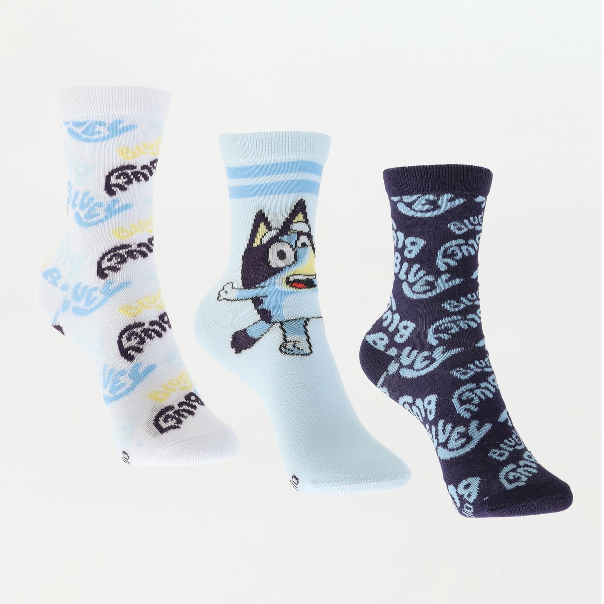 BLUEY - Tripack Calcetines Niño Blanco Logos Bluey