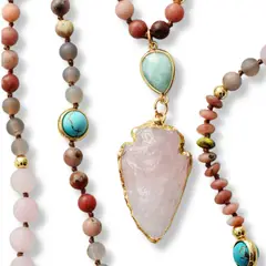 TRIBALLE - Collar de piedras naturales con Colgante de Flecha de Cuarzo