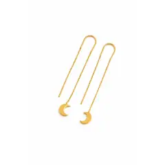 JIREH JOYAS - Aros Cadena Luna Oro 18K 3cm Colgantes 1.5gr Mujer Elegantes Regalo
