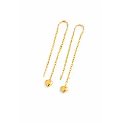 JIREH JOYAS - Aros Cadena Corazón Oro 18K 3cm Colgantes 1.5gr Mujer Elegantes Regalo