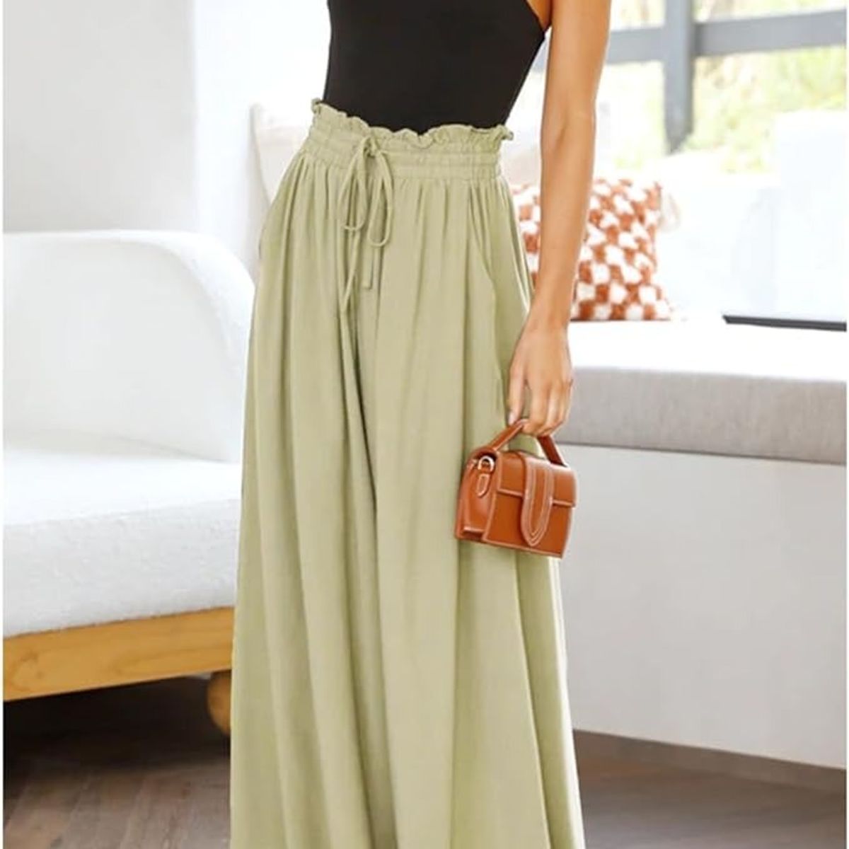 EVERSO - Pack 3 Pantalon Ancho Palazzo Cintura Elasticada Primavera Verano