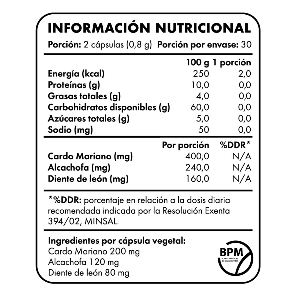 GENERICO - Cardo Mariano Alcachofa Diente De Leon 800 Mg Nibray Vital