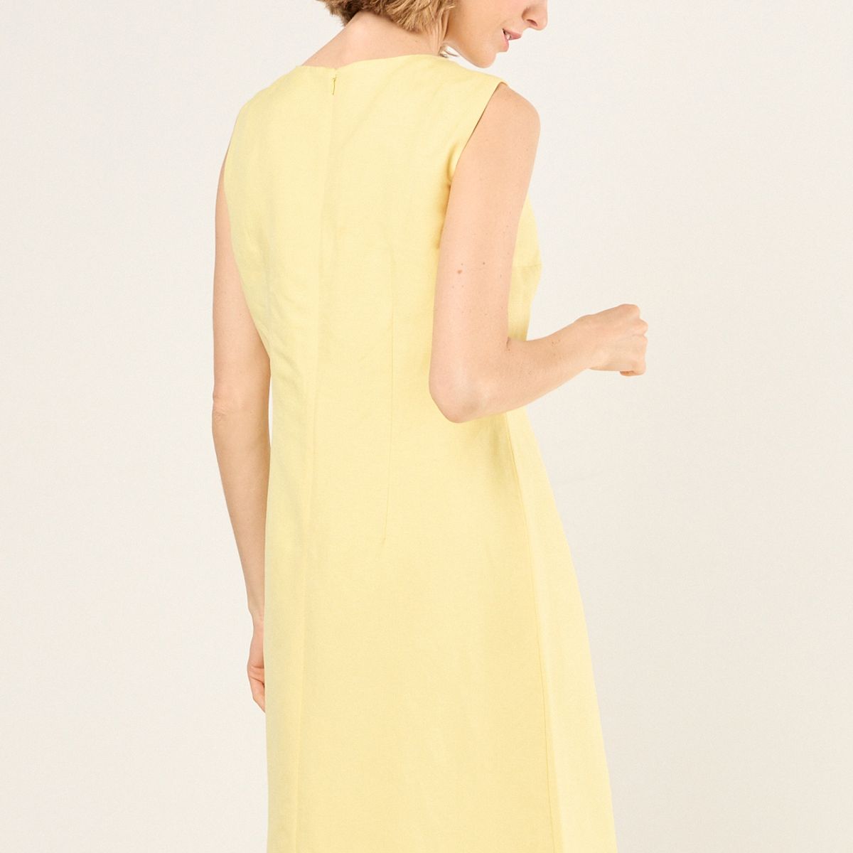 MA GRIFFE - Vestido Lino Sin Mangas Mujer Amarillo Magriffe
