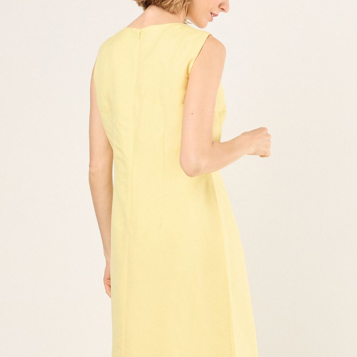 MA GRIFFE - Vestido Lino Sin Mangas Mujer Amarillo Magriffe