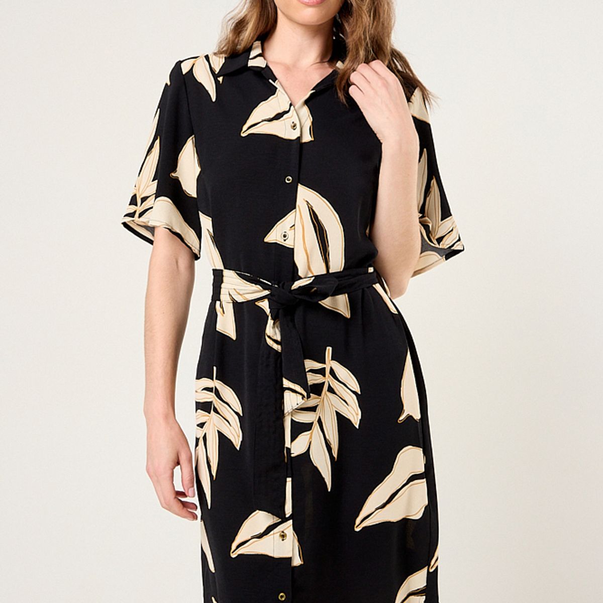 MA GRIFFE - Vestido Camisero De Fantasia Mujer Negro Magriffe