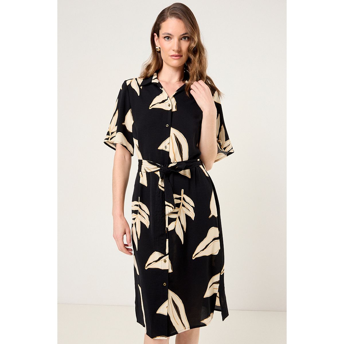 MA GRIFFE - Vestido Camisero De Fantasia Mujer Negro Magriffe