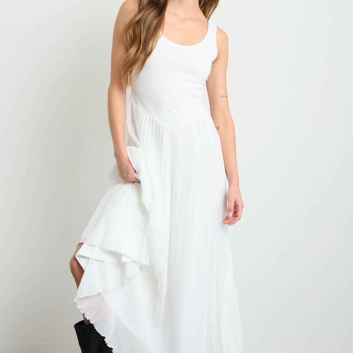 IO - Vestido Liso Largo Mujer Crudo Io