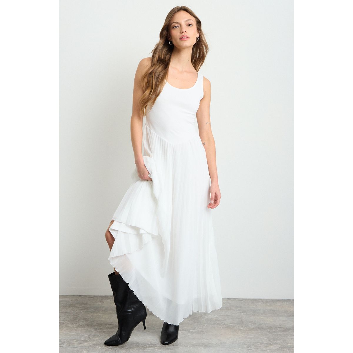 IO - Vestido Liso Largo Mujer Crudo Io