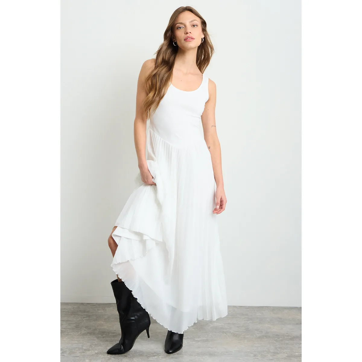 IO - Vestido Liso Largo Mujer Crudo Io