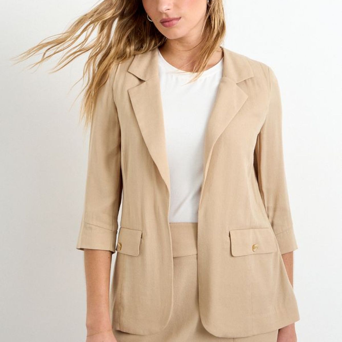 IO - Blazer Liso Mujer Beige Io