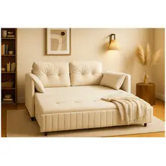 HOMER DESIGN - Sofa Cama 170cm tela tecnica Base De Fierro con Almacenamiento BLANCO