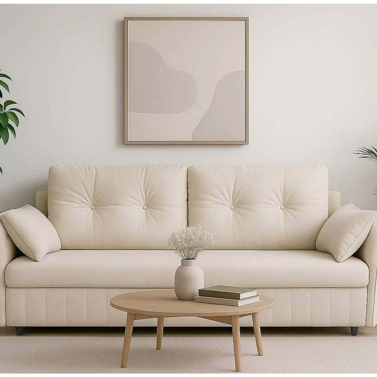 HOMER DESIGN - Sofa Cama 170cm tela tecnica Base De Fierro con Almacenamiento BLANCO