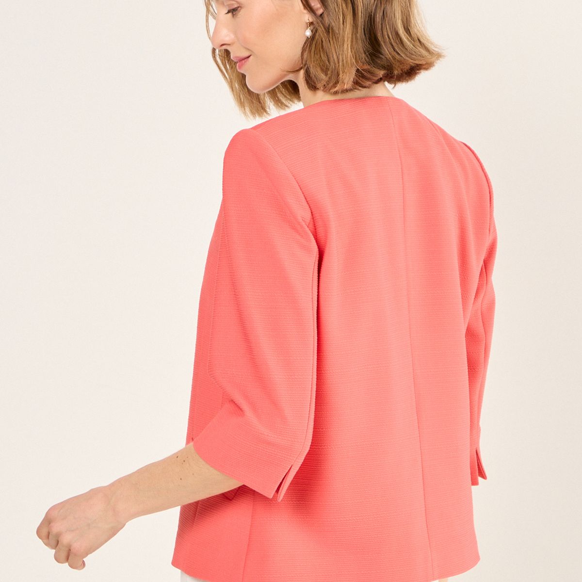 MA GRIFFE - Blazer Abierto Mujer Coral Magriffe