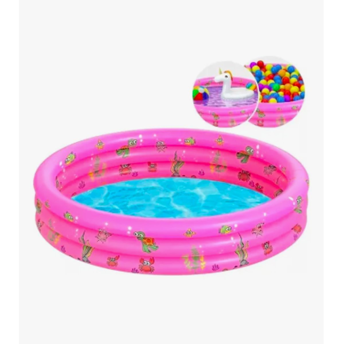 GENERICO - Piscina Inflable Circular 3 Anillos Para Niños 100cm Pelotas