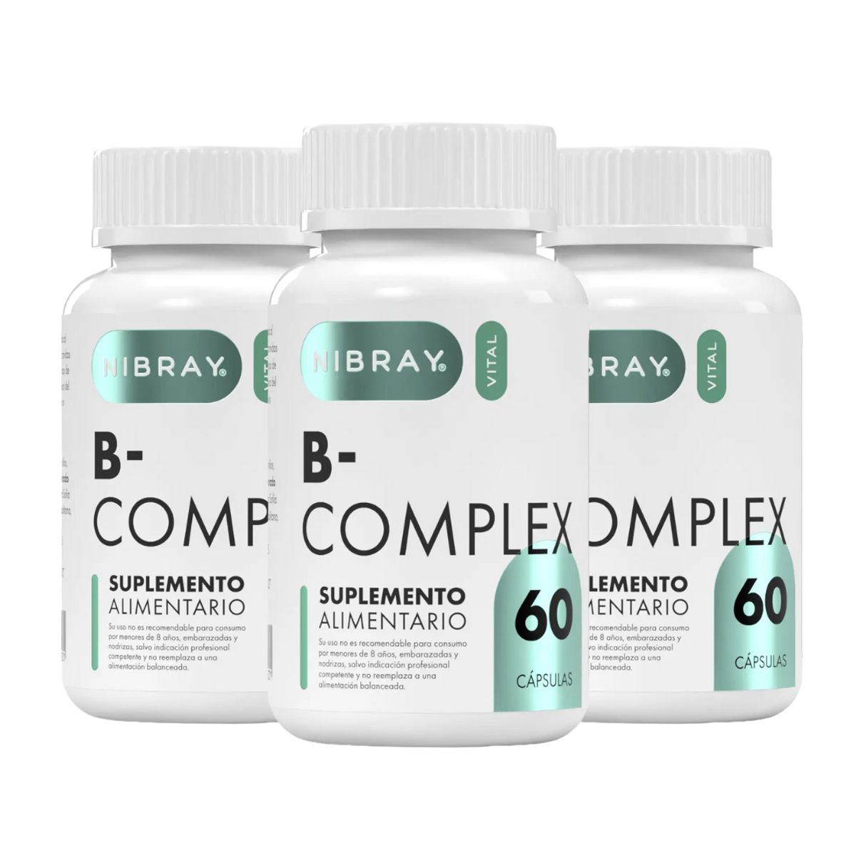 GENERICO - Complejo B L-triptofano Magnesio Y Zinc 60 Caps Pack 3 Frascos Nibray Vital