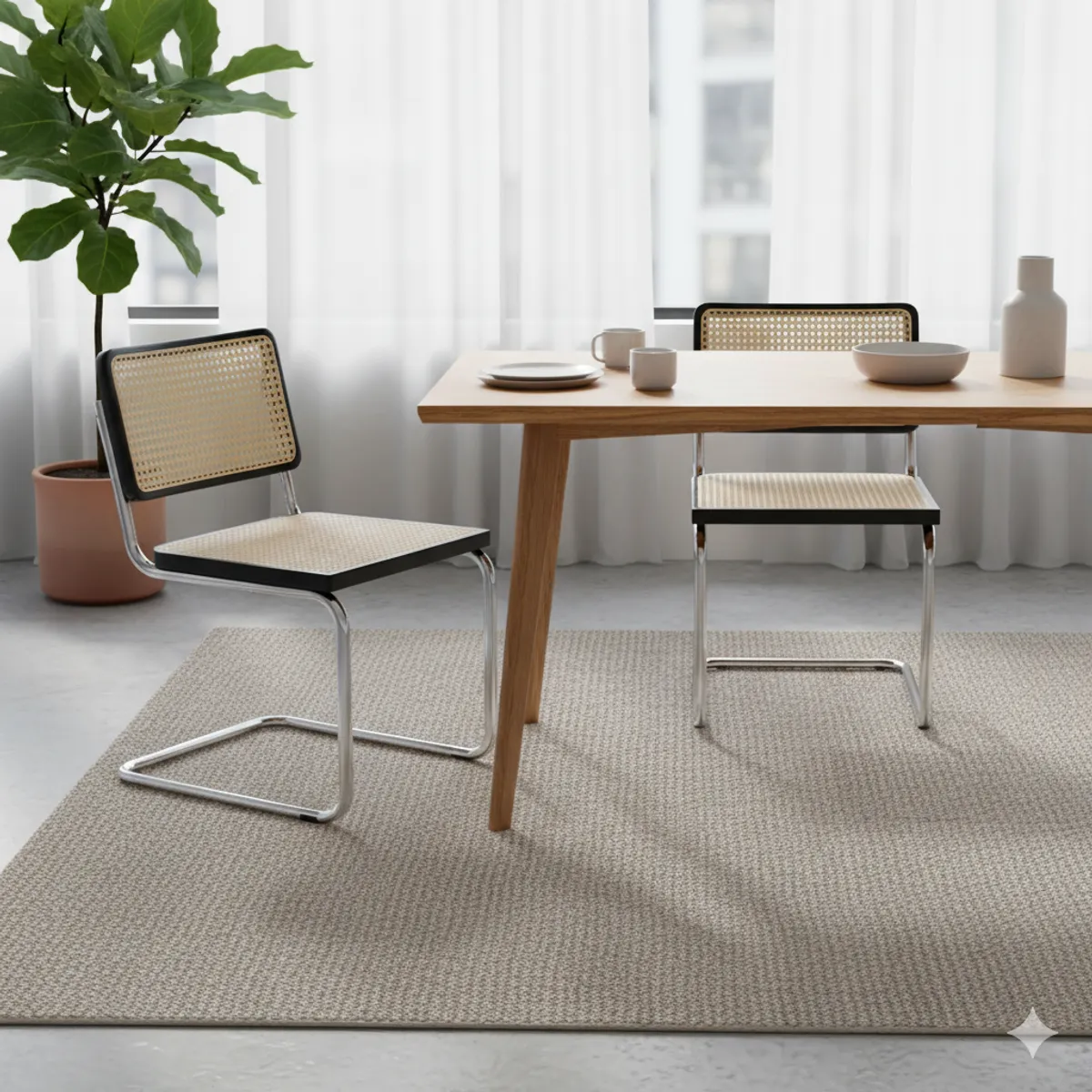 SPACE HOME - Pack de 2 Sillas Premium Breuer Madera y Ratán (Negras)