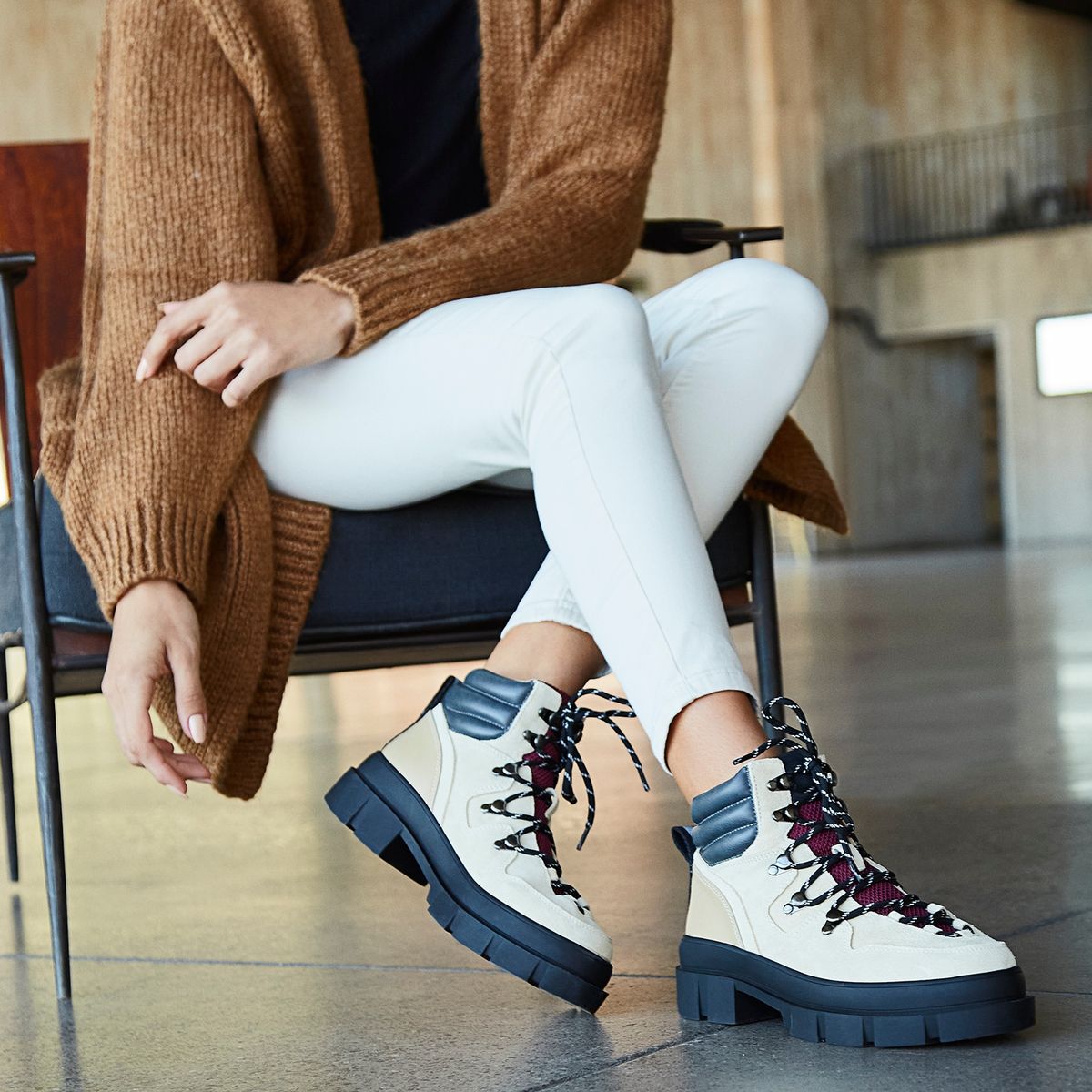 MANGO - Botín Mujer Cuero Blanco