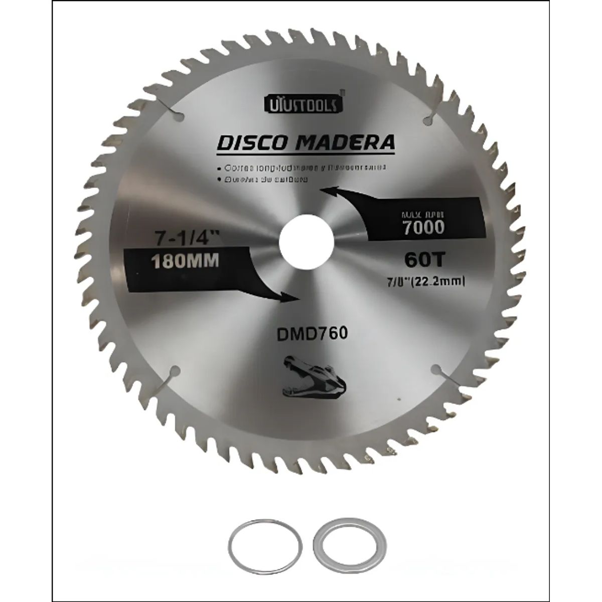 GENERICO - Disco Para Sierra Circular 7 Pulgada De 60 Dientes Uyustools
