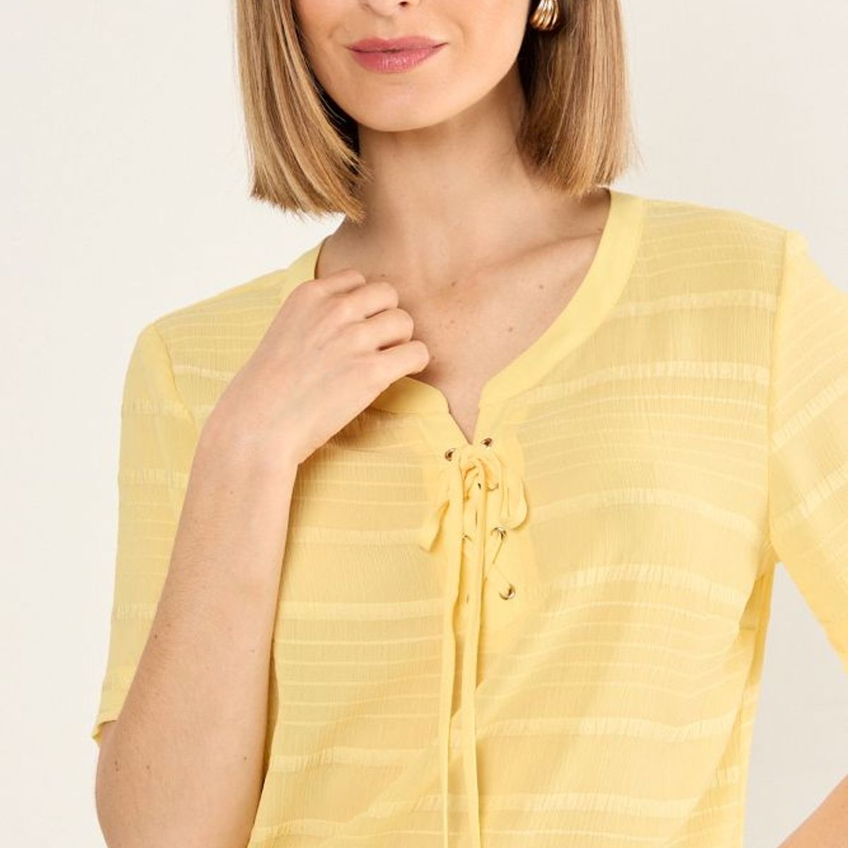 MA GRIFFE - Blusa Textura Mujer Amarillo Magriffe
