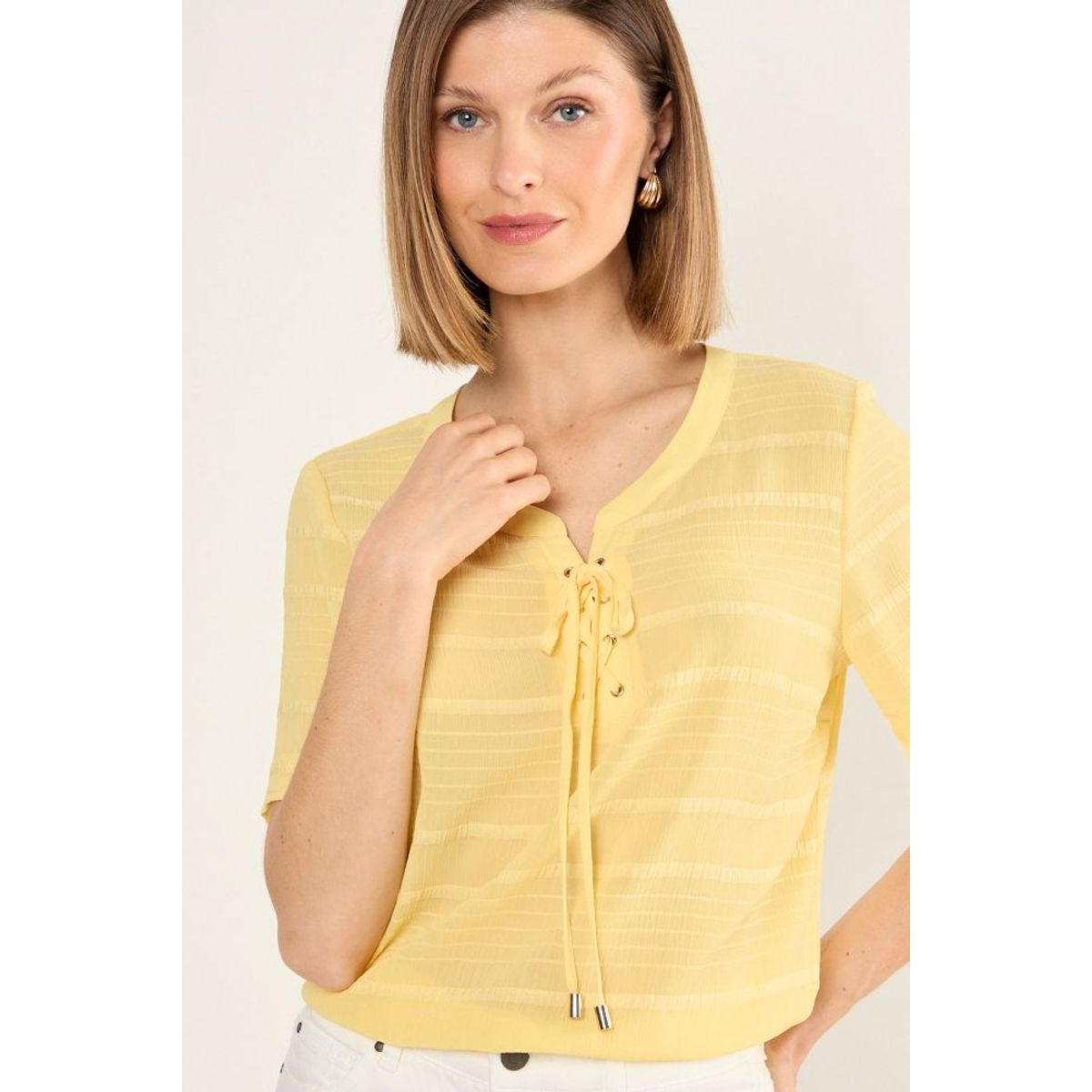 MA GRIFFE - Blusa Textura Mujer Amarillo Magriffe