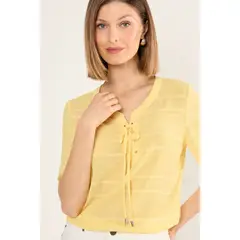 MA GRIFFE - Blusa Textura Mujer Amarillo Magriffe