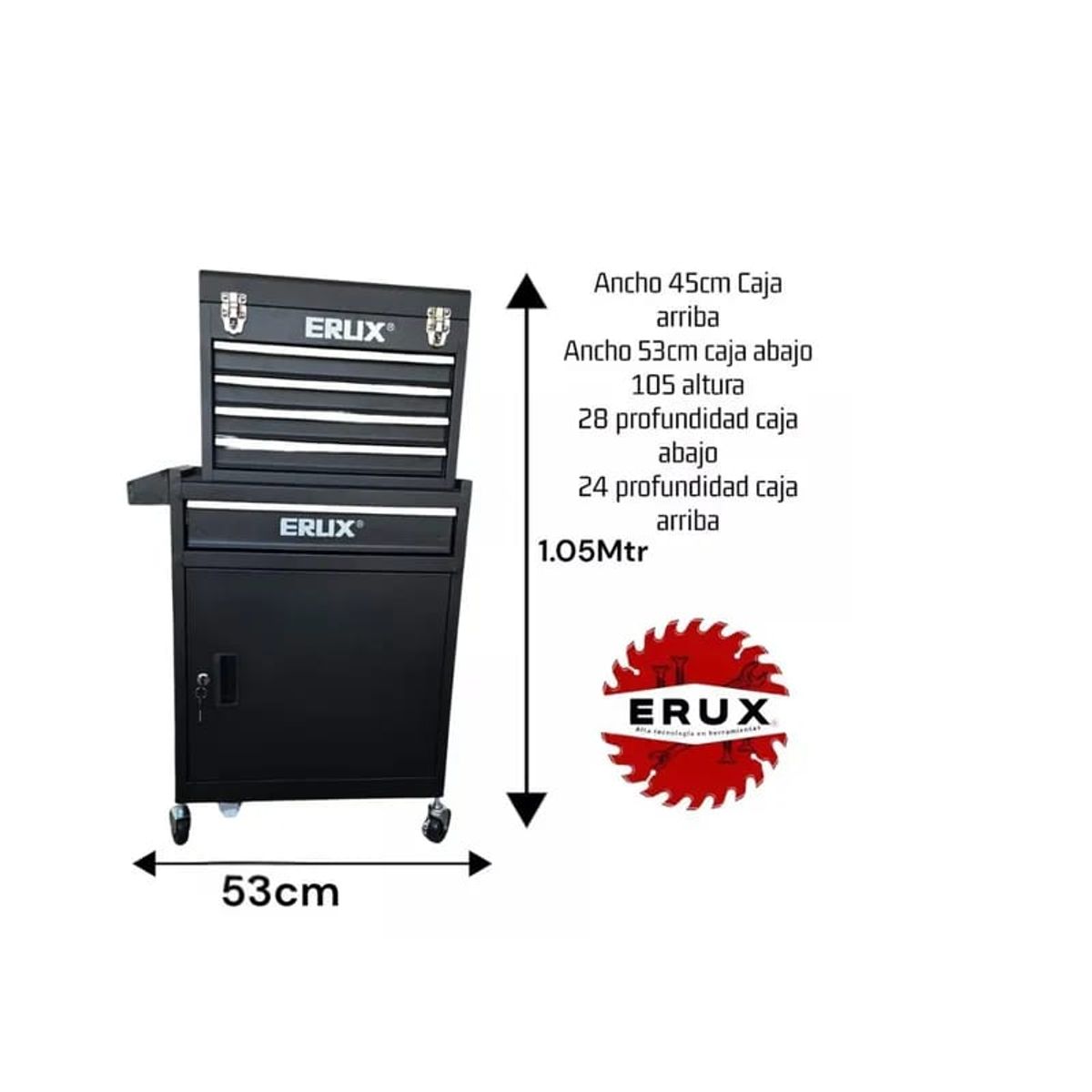 Gabinete Metalico Caja Porta Herramientas Ruedas Negro, marca ALTERNATIVE - Foto 2
