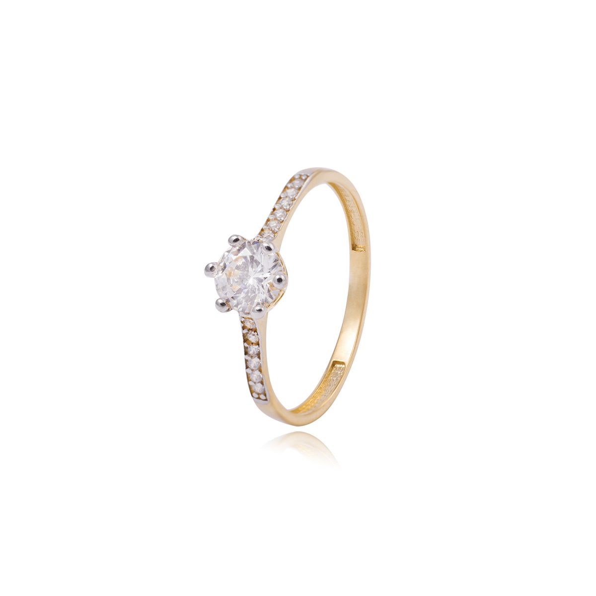 JB JOYAS BARON - Anillo Compromiso de Oro 18Kt Circonita 5mm Central
