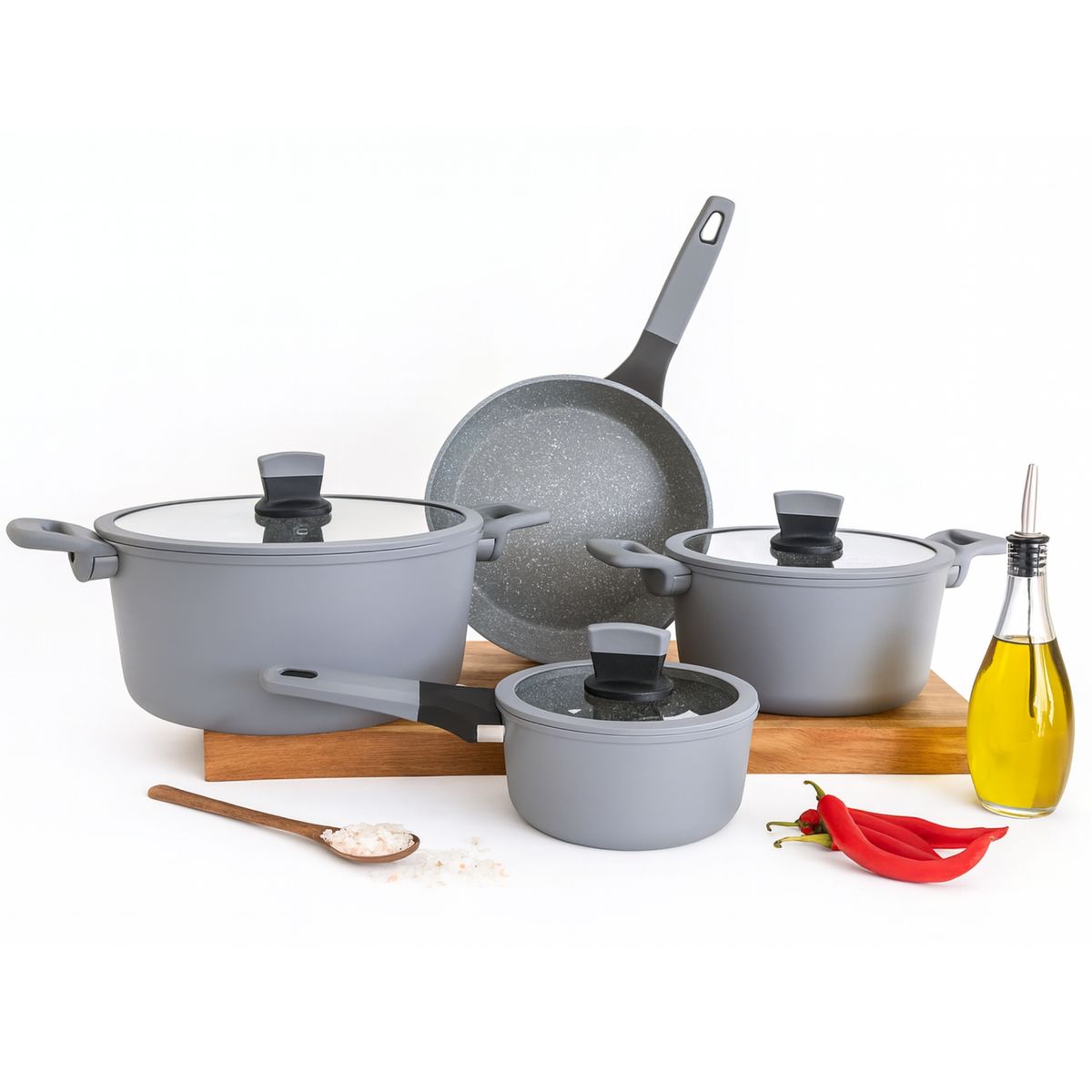 KITCHENWARE - Pack Batería de Cocina Profesional KW Forged Aluminum Ceramic / Gray