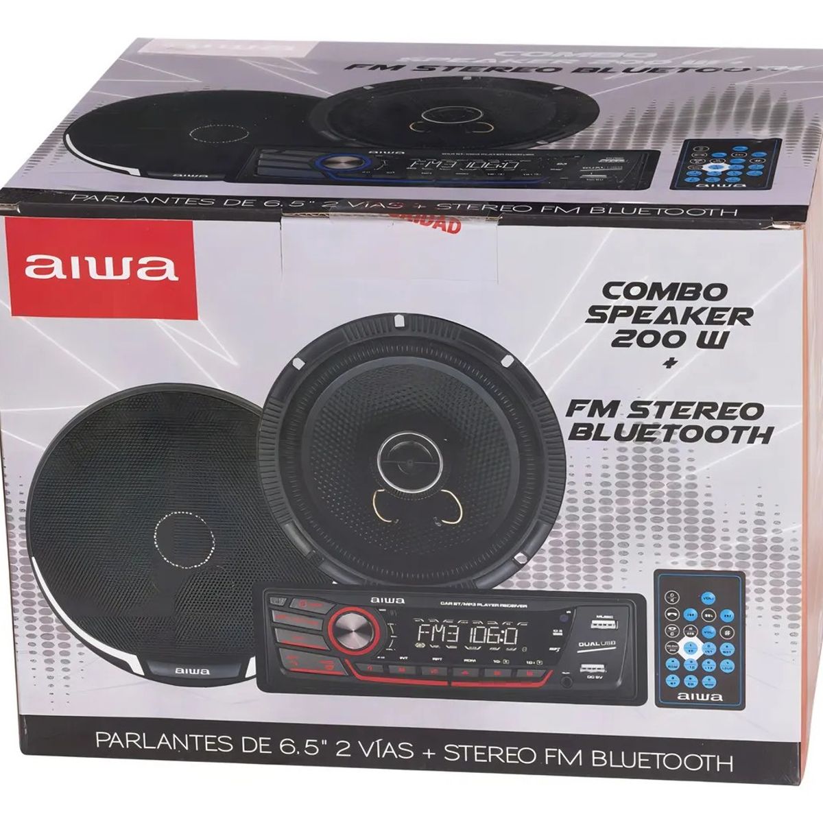 AIWA - Radio Para Auto Aiwa Aw-c2016bt Combo Con Dos Parlantes De 65