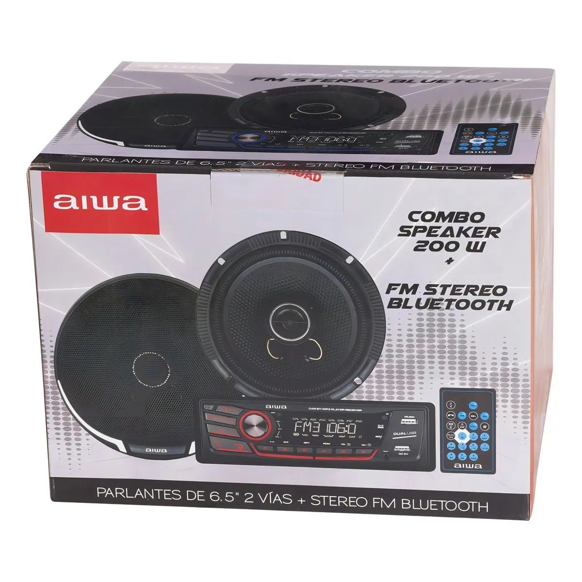 AIWA - Radio Para Auto Aiwa Aw-c2016bt Combo Con Dos Parlantes De 65