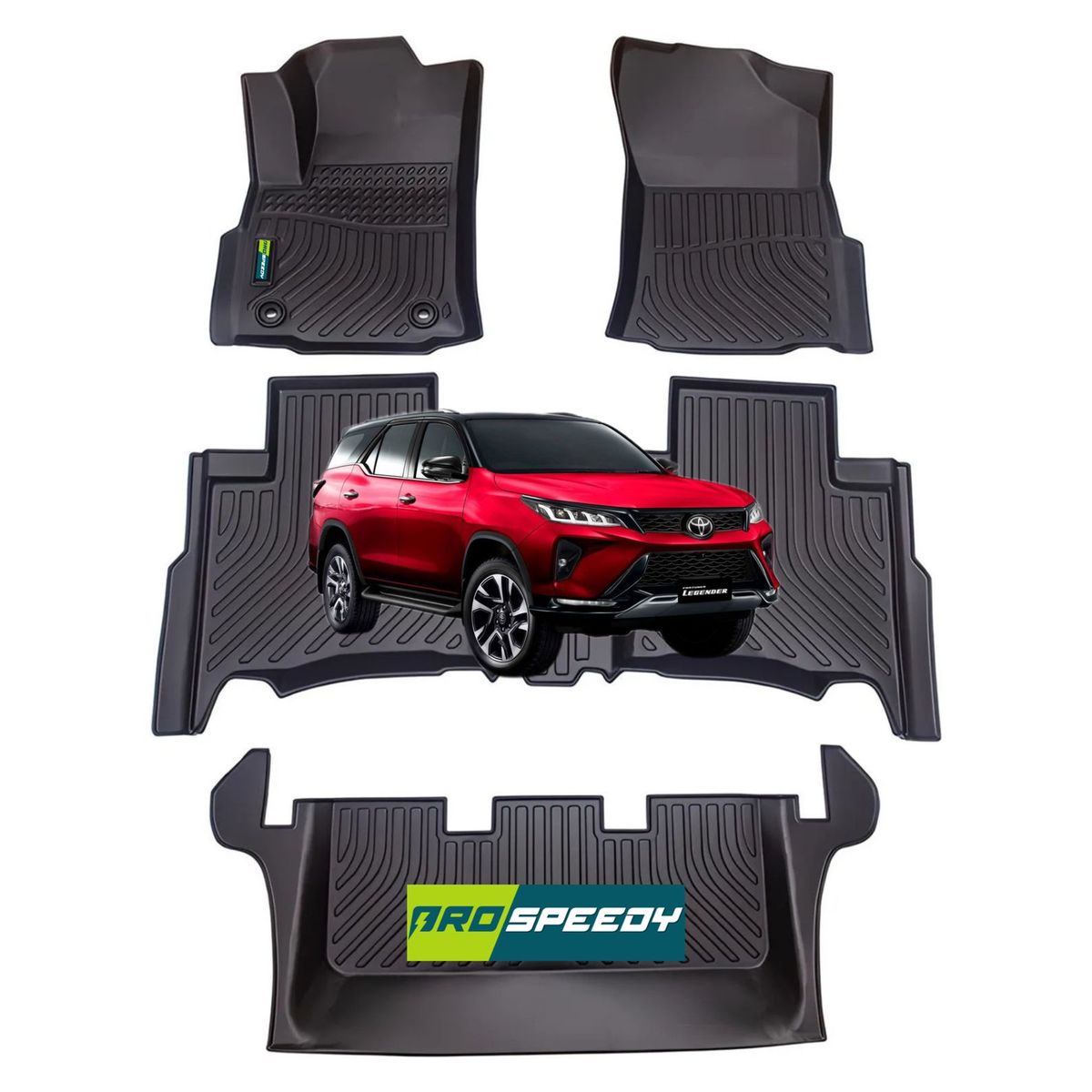 GENERICO - PISOS CALCE PERFECTO PROSPEEDY TOYOTA FORTUNER 2016+ 4PIEZAS