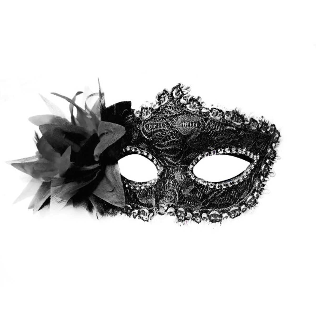 GENERICO - ANTIFAZ VENECIANO FLOR NEGRO X1 UNI