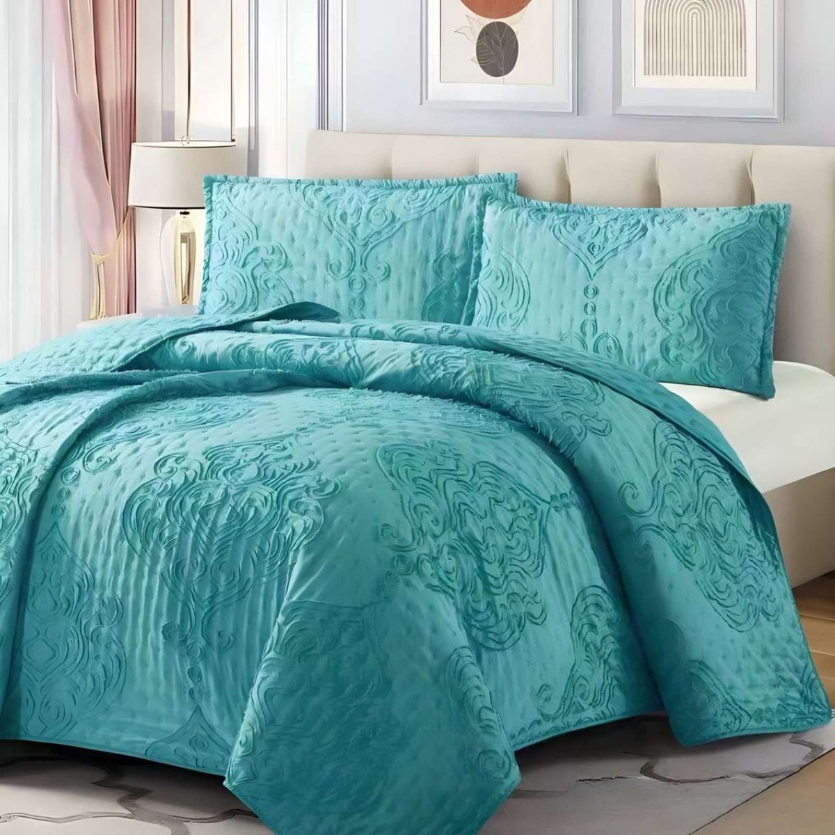 GENERICO - CUBRECAMA QUILT TUFTING DE LUJO SUAVE 2 PLAZAS