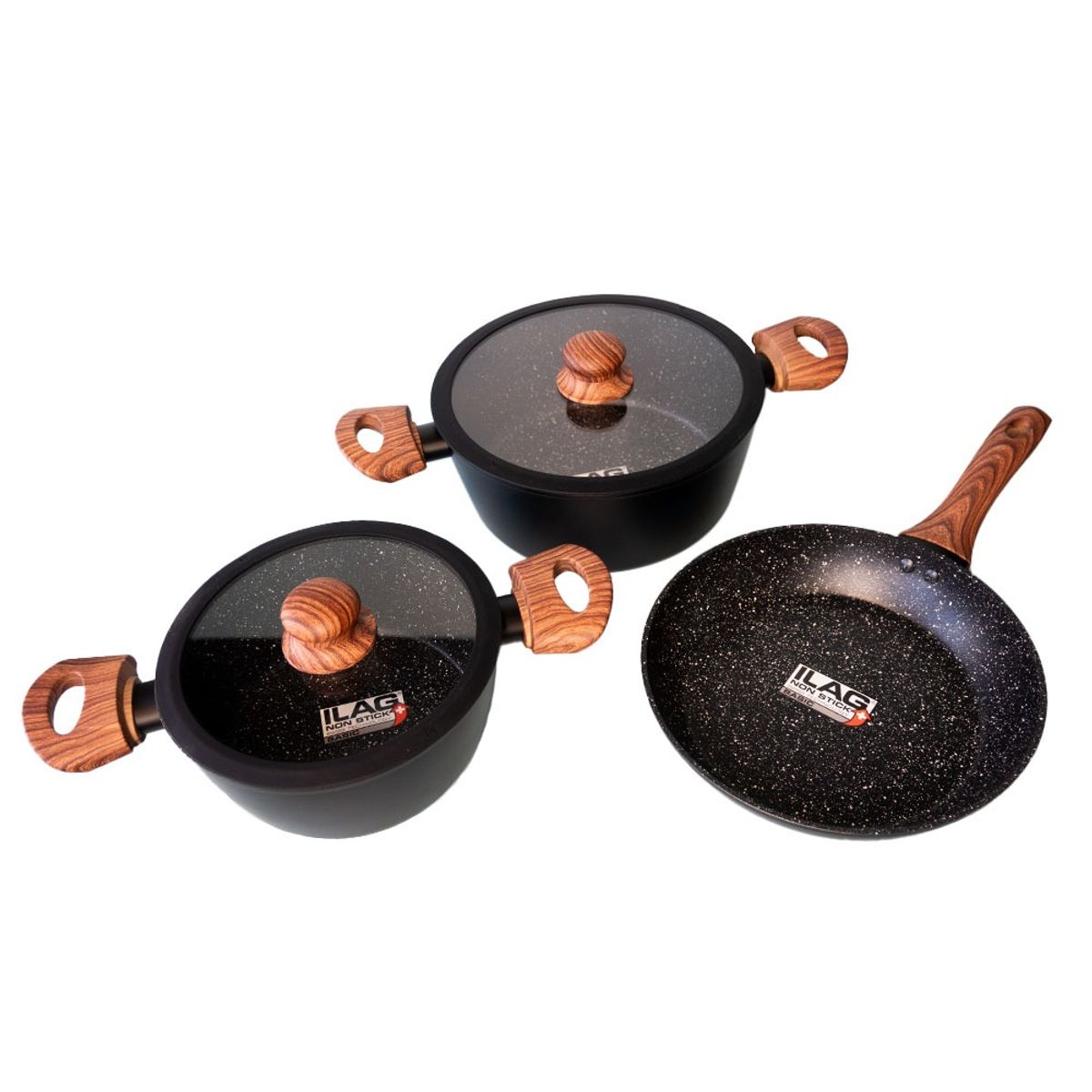 KEEP - BATERIA DE COCINA ANTIADHERENTE KEEP GRANITE LINE 5 PCS NEGRO