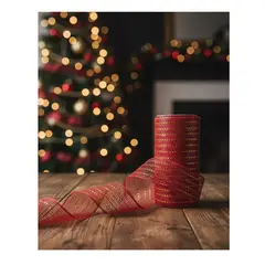 GENERICO - Malla Para Árbol De Navidad Cinta Decorativa 6cmx10mts Rojo