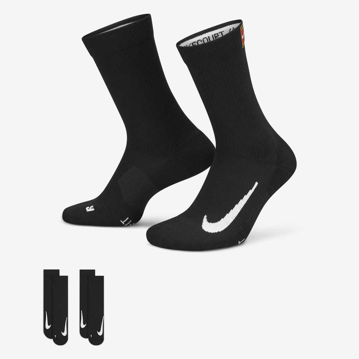 NIKE - Calcetines U NK MULTIPLIER MAX CREW 2PR 144 - COURT HERITAGE Hombre Negro
