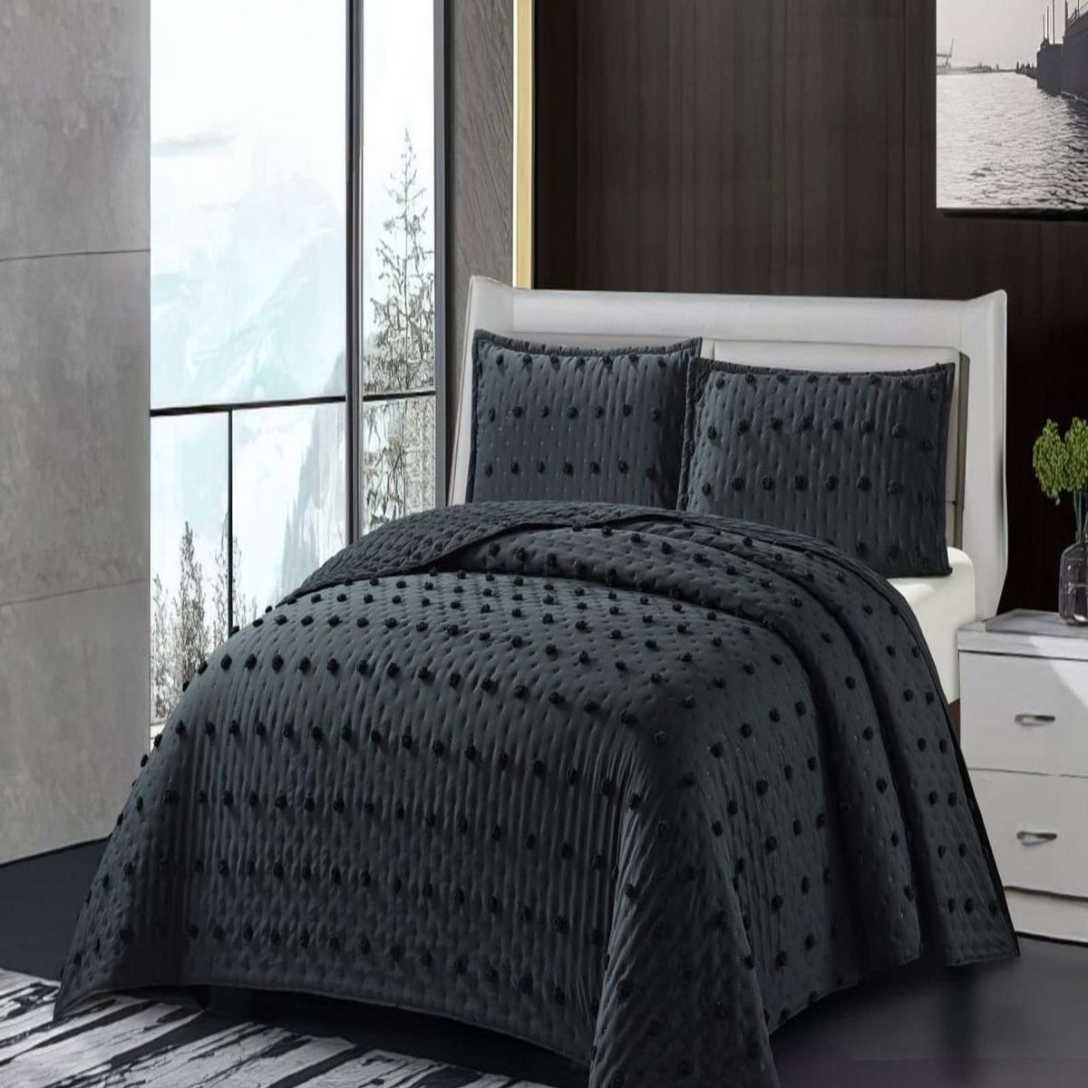 GENERICO - CUBRECAMA QUILT TUFTING DE LUJO SUAVE PLAZA Y MEDIA