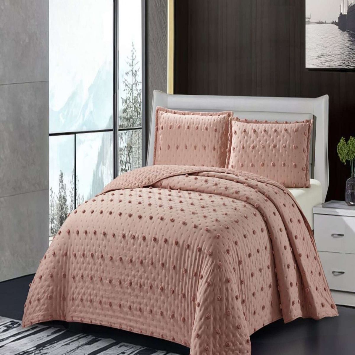 GENERICO - CUBRECAMA QUILT TUFTING DE LUJO SUAVE KING