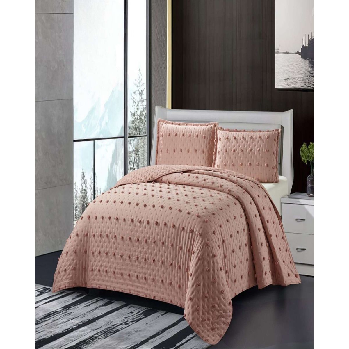 GENERICO - CUBRECAMA QUILT TUFTING DE LUJO SUAVE KING