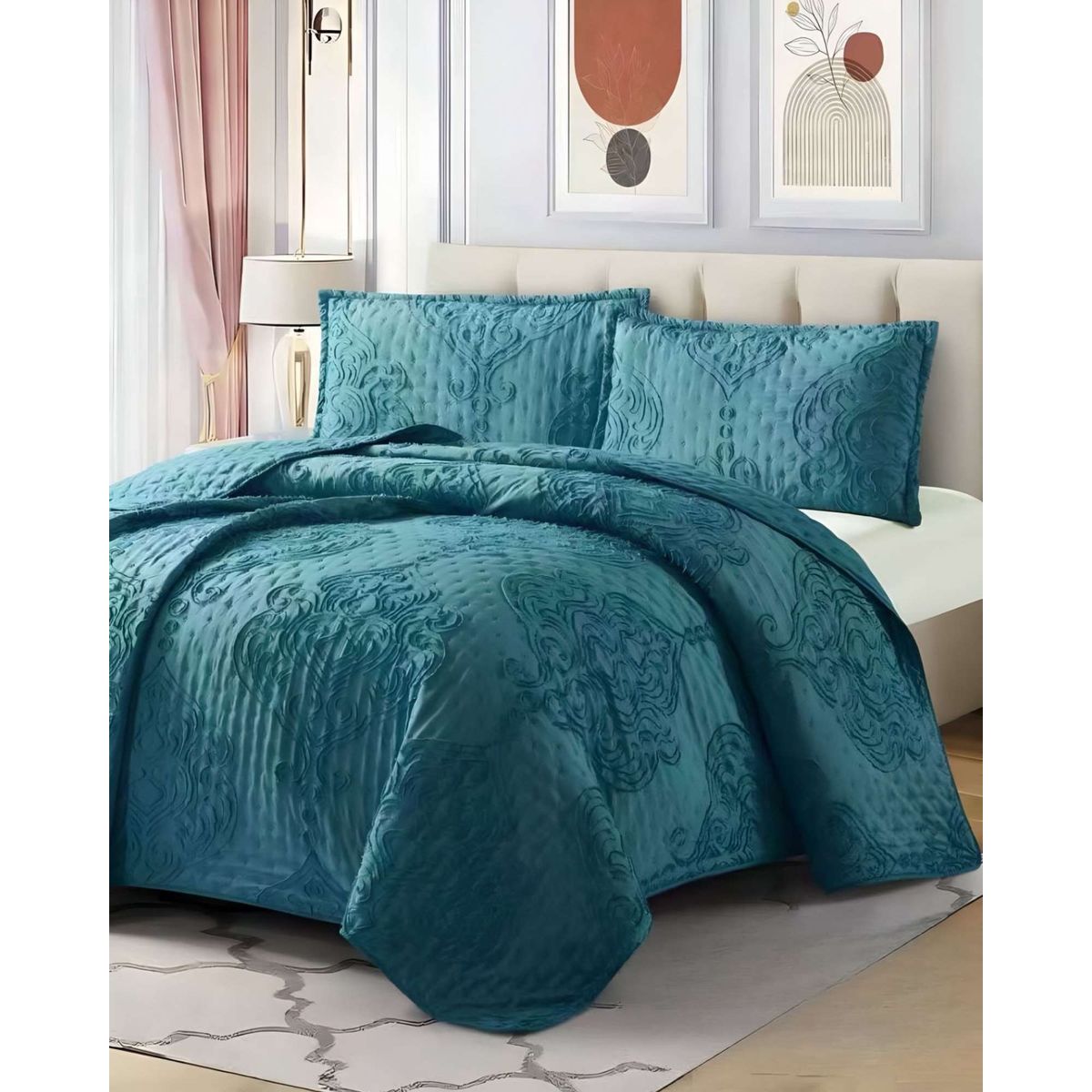 GENERICO - CUBRECAMA QUILT TUFTING DE LUJO SUAVE KING