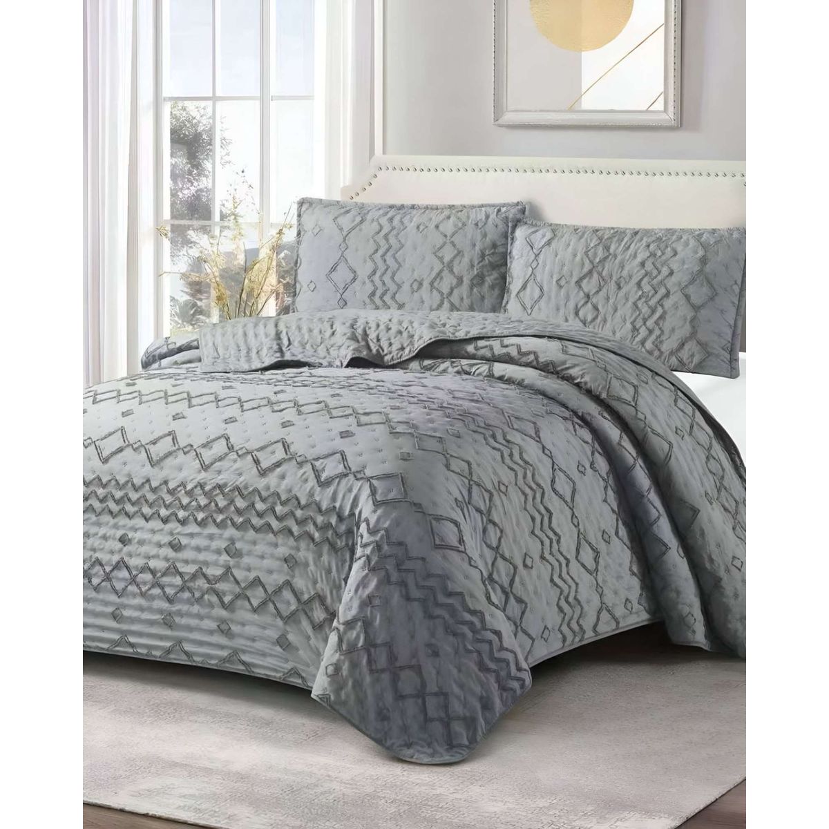 GENERICO - CUBRECAMA QUILT TUFTING DE LUJO SUAVE 2 PLAZAS